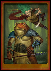 Imp leaping at the back of a Vodyanoi